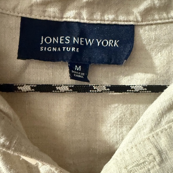 100% Linen Jones New York Signature Tunic Button Top - Picture 2 of 7
